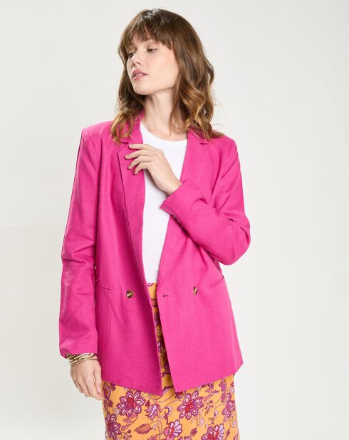 Veste en Lin & Coton Vivano fushia