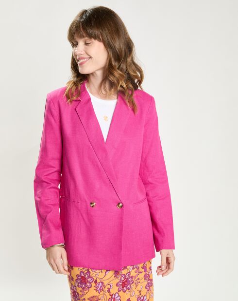 Veste en Lin & Coton Vivano fushia