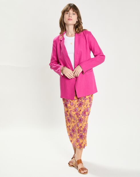 Veste en Lin & Coton Vivano fushia
