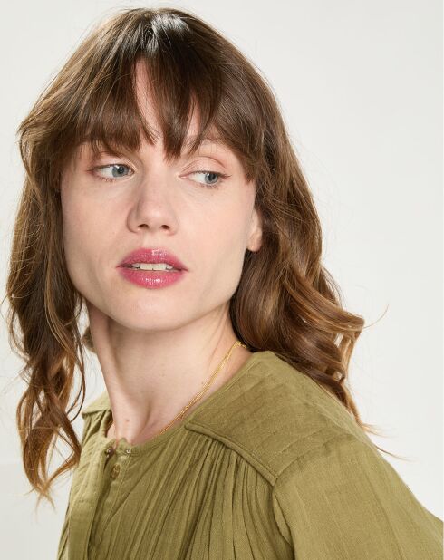 Blusa de gasa Berlia caqui 100% algodón