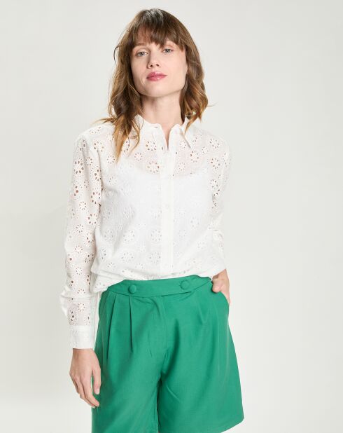 Weißes Clodia Hemd mit englischer Stickerei