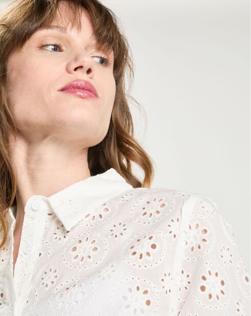 Weißes Clodia Hemd mit englischer Stickerei