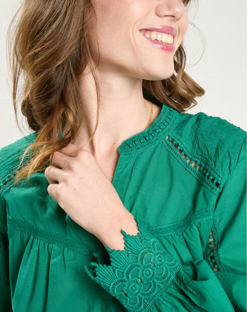Chemise en Broderie Anglaise Loan verte