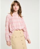 Blouse ample Carina à carreaux rose