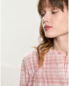 Blouse ample Carina à carreaux rose