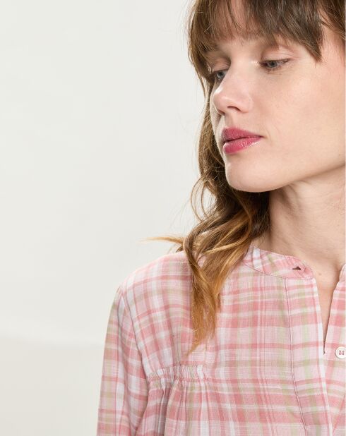 Blouse ample Carina à carreaux rose