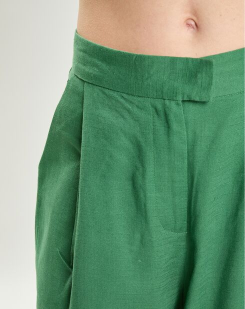 Phedra-grüne Weitbeinhose aus Leinen und Baumwolle