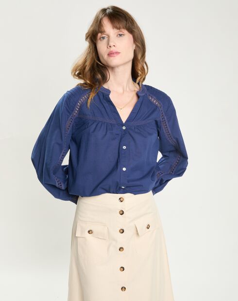 Chemise en Broderie Anglaise Loan marine
