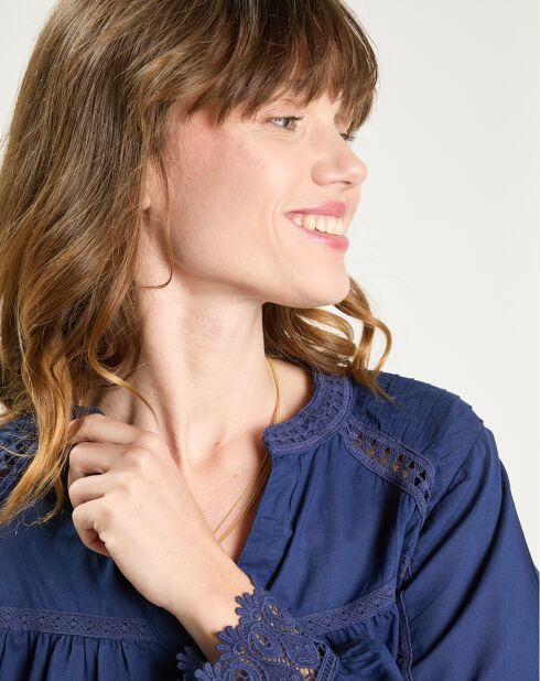 Chemise en Broderie Anglaise Loan marine