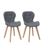 2 Chaises Gladys en tissu gris et pieds bois