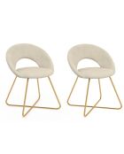 2 Chaises Malone en velours crème et pieds dorés