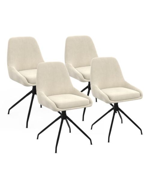 4 Chaises Olivia assise pivotante crème pieds métal