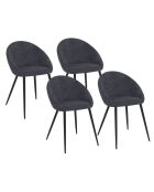 4 Chaises Dory en velours gris et pieds métal noirs - 54x52x77 cm