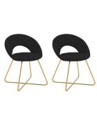 2 Chaises Malone en velours noir et pieds dorés