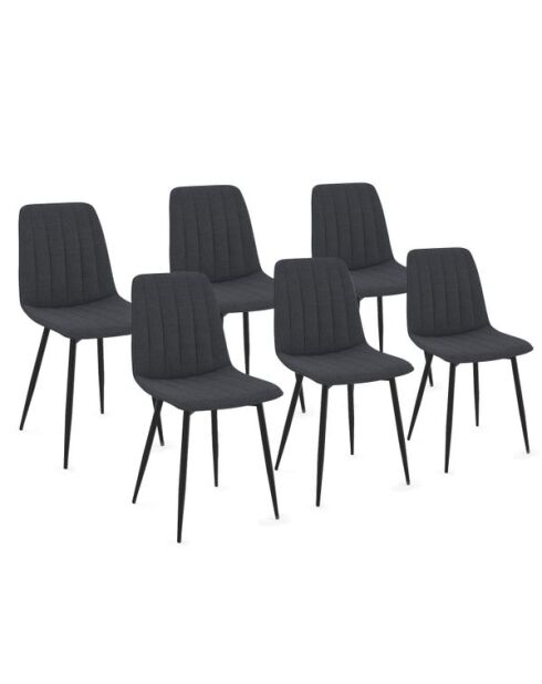 6 Chaises Fiona en velours gris foncé
