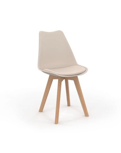 2 Chaises Nordia assise beige et pieds bois