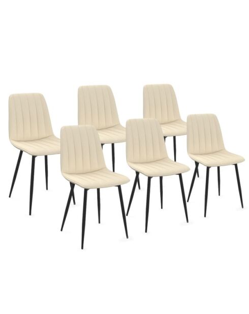 6 Chaises Fiona en velours beiges