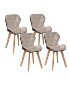 4 Chaises Gladys en tissu taupe et pieds bois - 46x50x79 cm