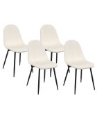 4 Chaises Sofia assise bouclette blanche et pieds noirs