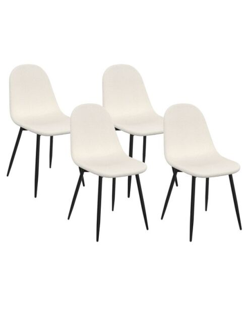 4 Chaises Sofia assise bouclette blanche et pieds noirs