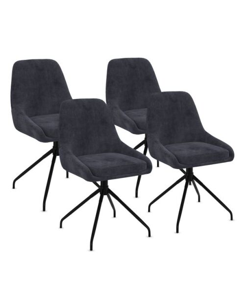 4 Chaises Olivia assise pivotante gris foncé pieds métal