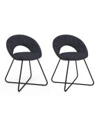 2 Chaises Malone en velours gris foncé et pieds noirs