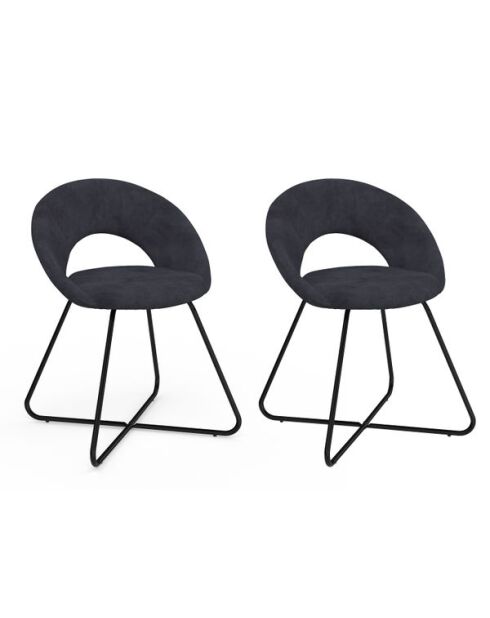 2 Chaises Malone en velours gris foncé et pieds noirs