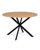 Table repas Soline 110cm plateau rond pieds croisés noirs