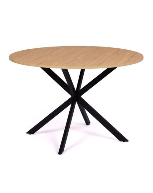 Table repas Soline 110cm plateau rond pieds croisés noirs