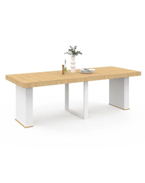 Table repas console extensible Tania 235cm bois et blanc