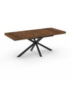 Table repas extensible Spider 160-200cm plateau bois effet noyer avec rangementet pieds croisés noirs