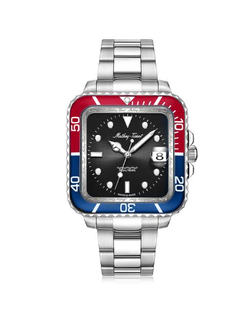 Montre Homme Quartz en Acier Mathy Square argentée