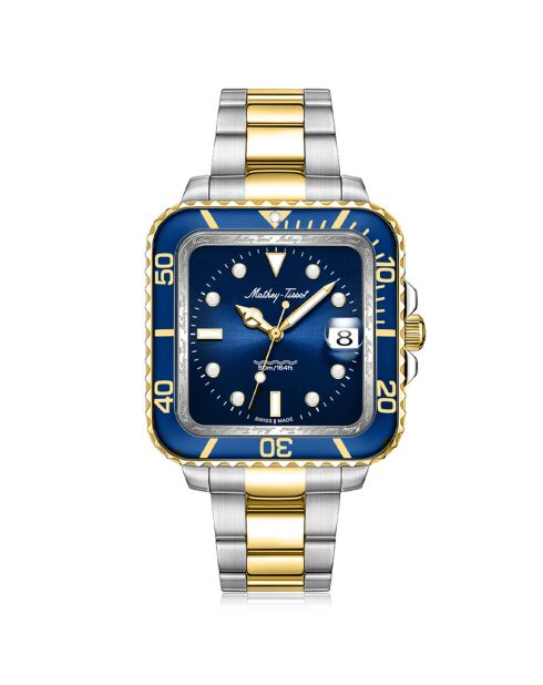 Montre Homme Quartz en Acier Mathy Square argenté/doré
