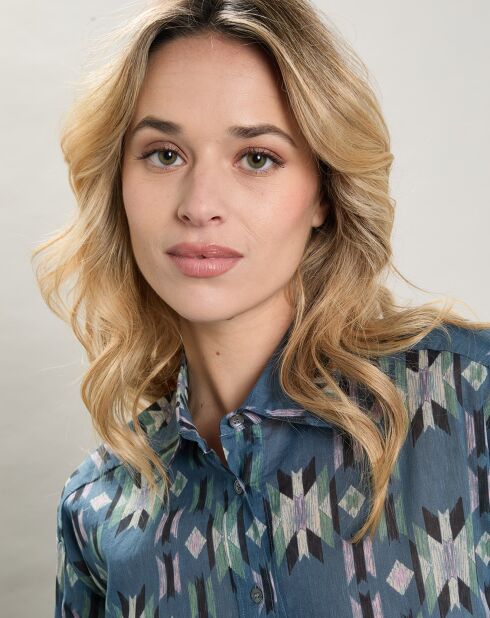Chemise Cinema imprimée bleue