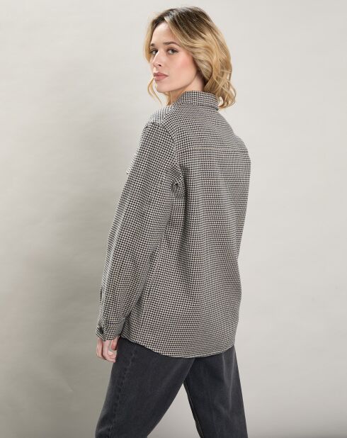 Veste surchemise en Coton & Lin Velim beige/noir