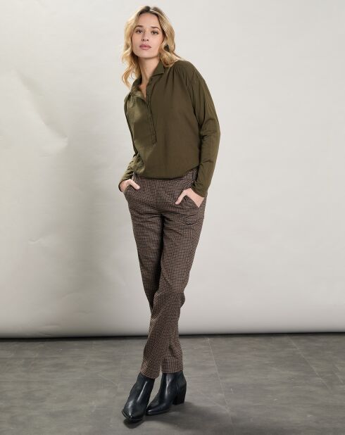 Pantalon en Laine mélangée Pixel marron/noir