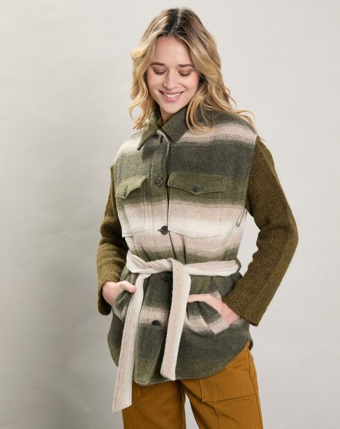 Veste en Laine mélangée Vini beige/vert