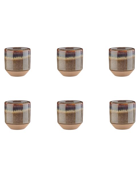 6 Tasses Genesis  marron volcanique - 15 cl
