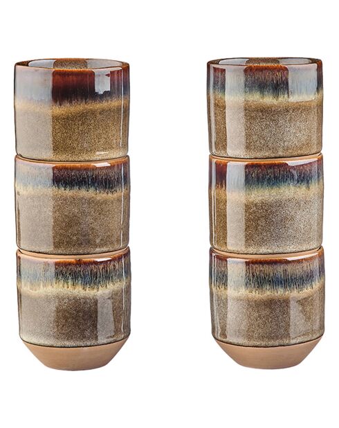 6 Tasses Genesis  marron volcanique - 15 cl