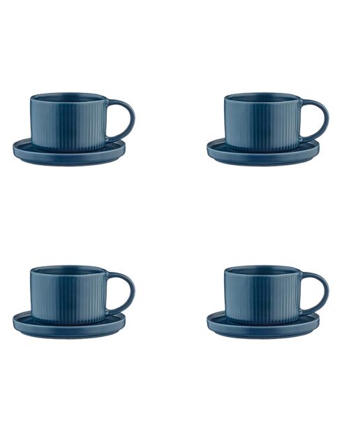 8 Tasses Scandi Et Soucoupe  bleu marine - 15 cl