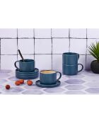 8 Tasses Scandi Et Soucoupe  bleu marine - 15 cl