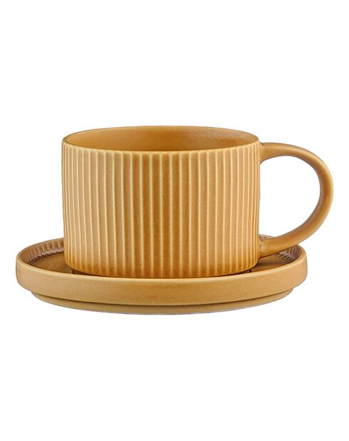 8 Tasses Scandi Et Soucoupe  jaune ocre - 15 cl