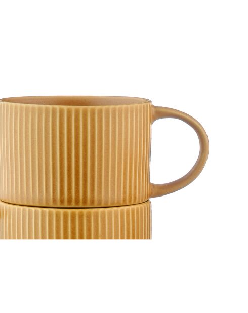 8 Tasses Scandi Et Soucoupe  jaune ocre - 15 cl
