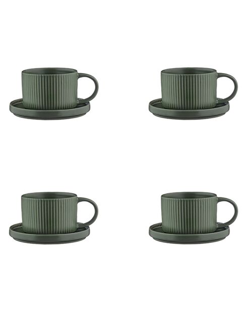 8 Tasses Scandi Et Soucoupe  vert olive - 15 cl