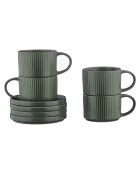 8 Tasses Scandi Et Soucoupe  vert olive - 15 cl