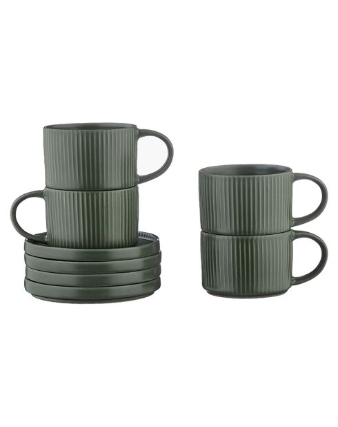 8 Tasses Scandi Et Soucoupe  vert olive - 15 cl