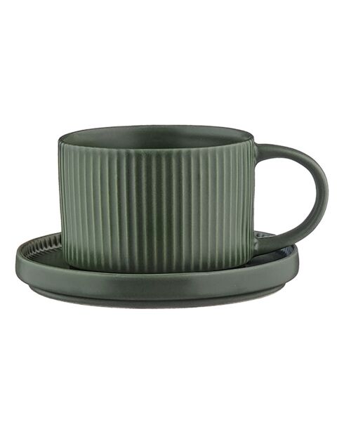 8 Tasses Scandi Et Soucoupe  vert olive - 15 cl
