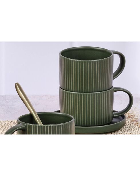 8 Tasses Scandi Et Soucoupe  vert olive - 15 cl