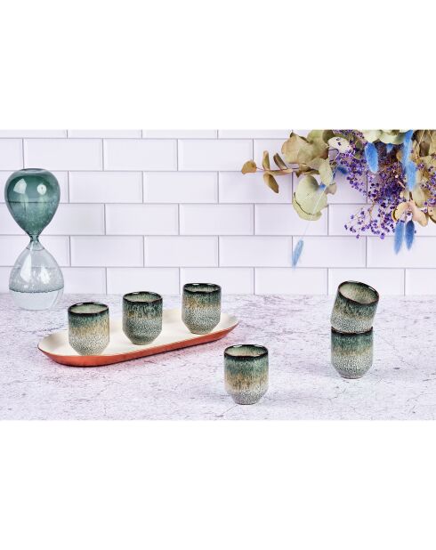 6 Tasses Genesis  bleu/gris/kaki - 8 cl