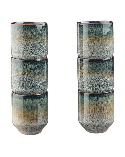 6 Tasses Genesis  bleu/gris/kaki - 8 cl